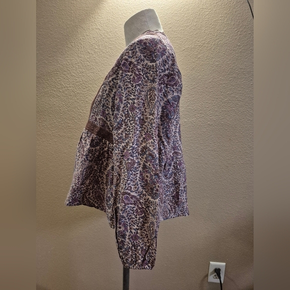 Lucky Brand Purple and Blue Floral Lace Top - Picture 7 of 8